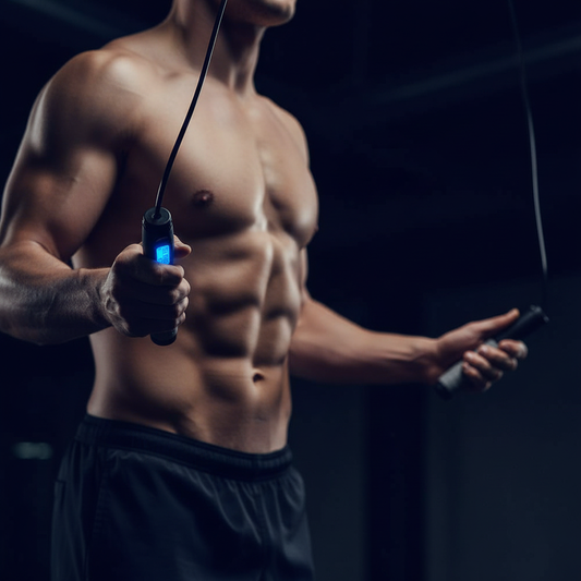 Smart Electronic Jump Rope – Black Grey Action Shot Home Cardio | CoreKindFitness